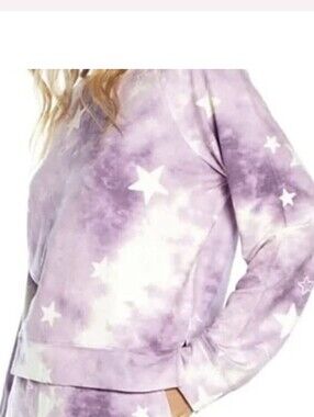 NWT Wildfox Starry Skies Tie Dye Sweatshirt Pink Purple Raglan Sleeve Lounge